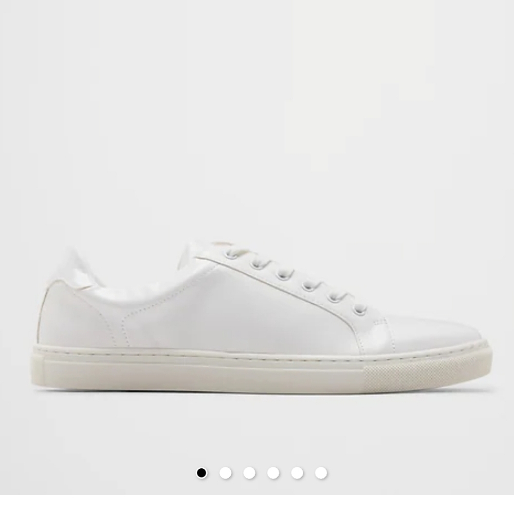 Banana Republic Mens White Vegan Leather Low-Top Sneakers, Size 11